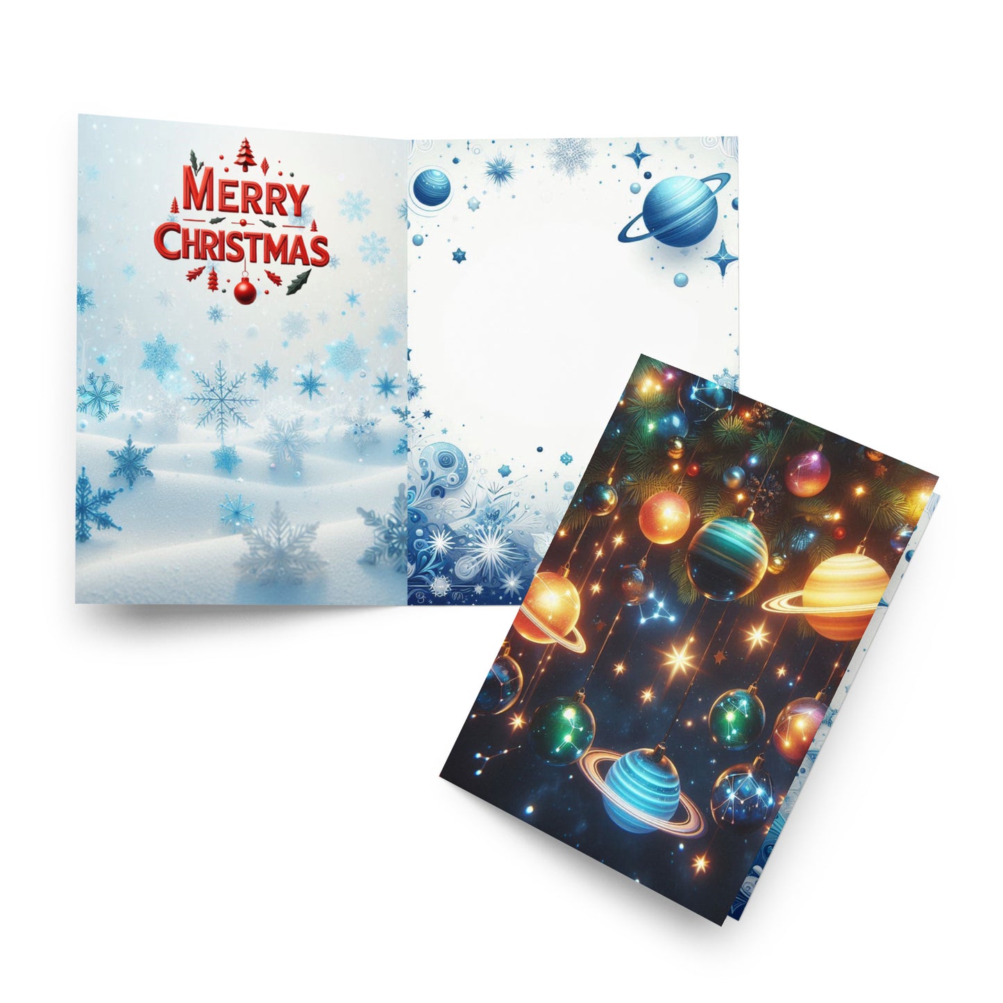 Christmas Wonder Planet and Stars Ornaments - Greeting card