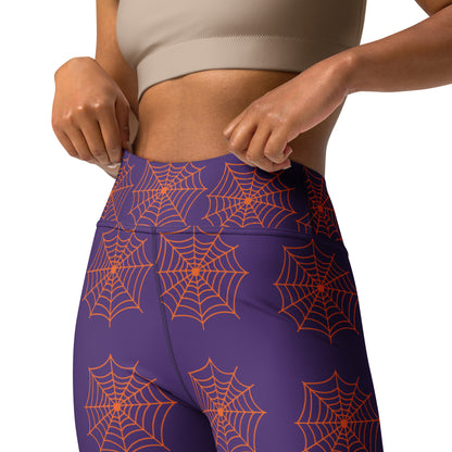 Spider Web Sense Yoga Leggings - Purple/Orange