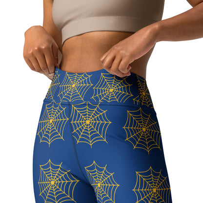 Spider Web Sense Yoga Leggings - Blue/Yellow