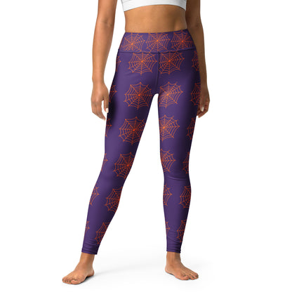 Spider Web Sense Yoga Leggings - Purple/Orange