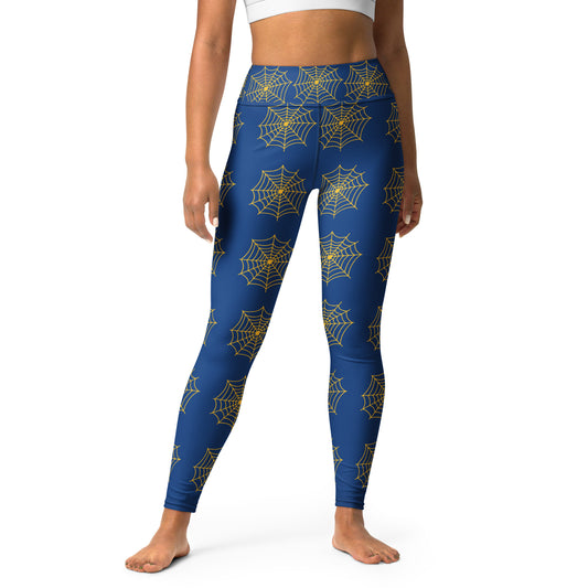 Spider Web Sense Yoga Leggings - Blue/Yellow