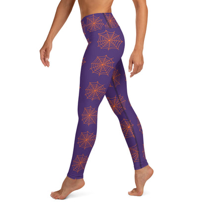 Spider Web Sense Yoga Leggings - Purple/Orange