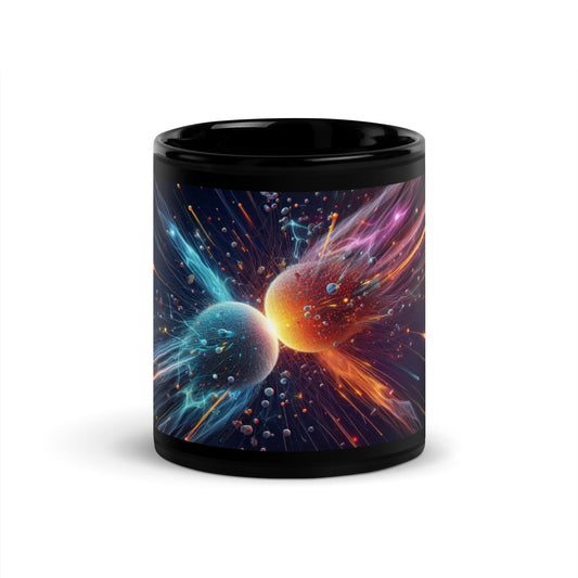 Matter and Antimatter Collision Black Glossy Mug