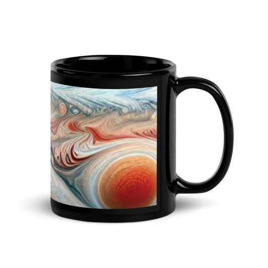 Jupiter Clouds Black Glossy Mug