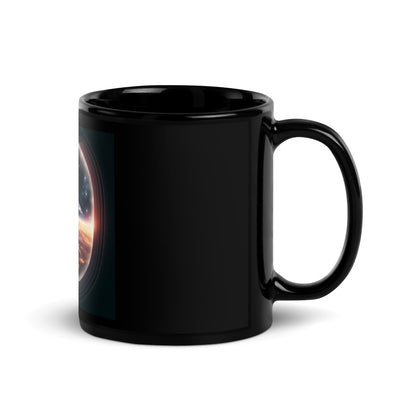 Landing on Titan Black Glossy Mug