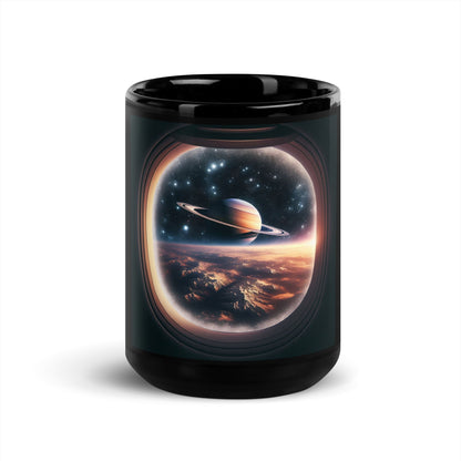 Landing on Titan Black Glossy Mug