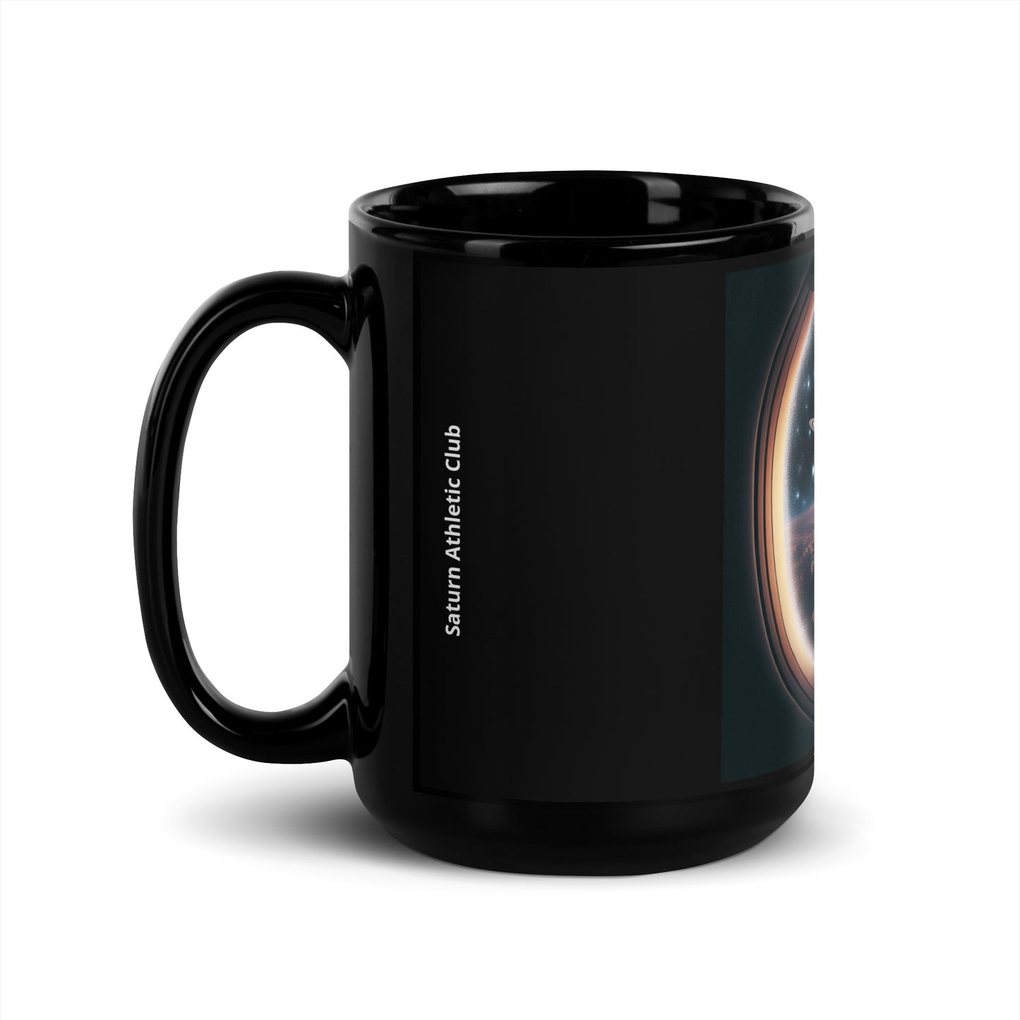 Landing on Titan Black Glossy Mug