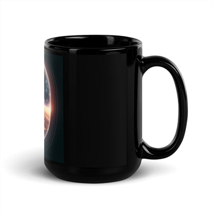 Landing on Titan Black Glossy Mug