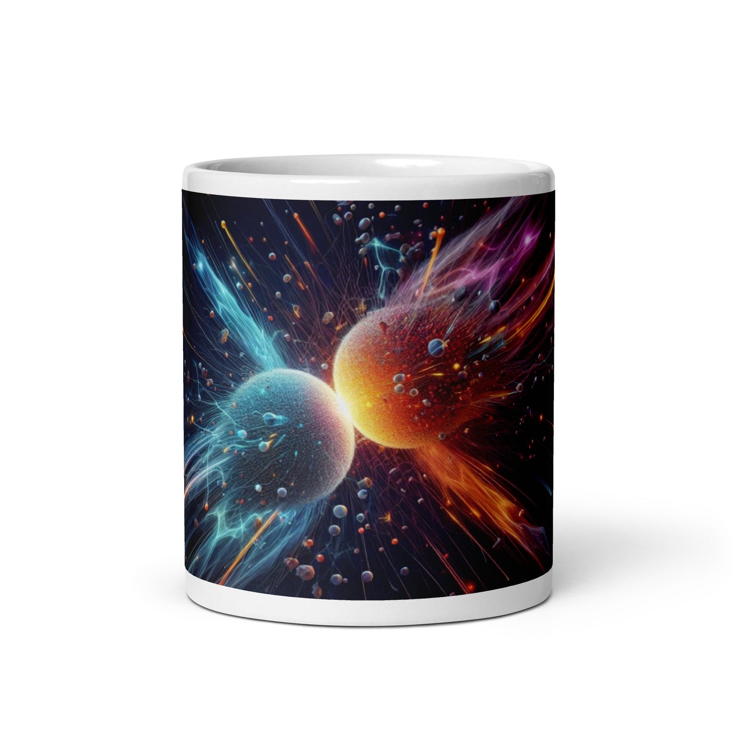 Matter and Antimatter Collision White Glossy Mug