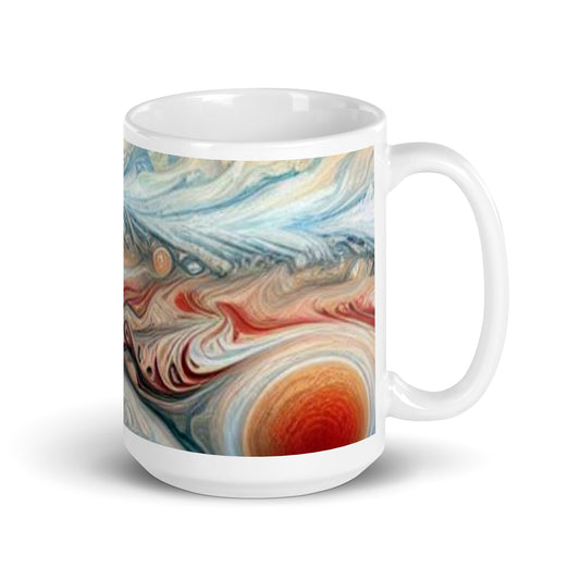 Jupiter Clouds White Glossy Mug